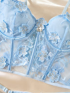 Mivora Sky Lace Corset and Thong Set