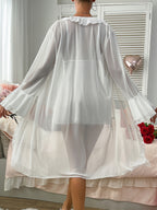 “Marcelline” Bell-Sleeve Lace Robe Set