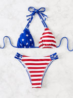 Rock your summer style with our 4th of July USA Flag Bikini Set! 🇺🇸🏖️ Perfect for beach days and summer fun!