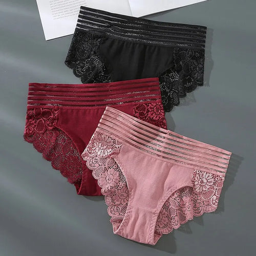 3pcs Women’s Lace High-Rise Panties | Everyday Comfort