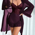 Lace-Trim Night Set for Elegant Sleepwear