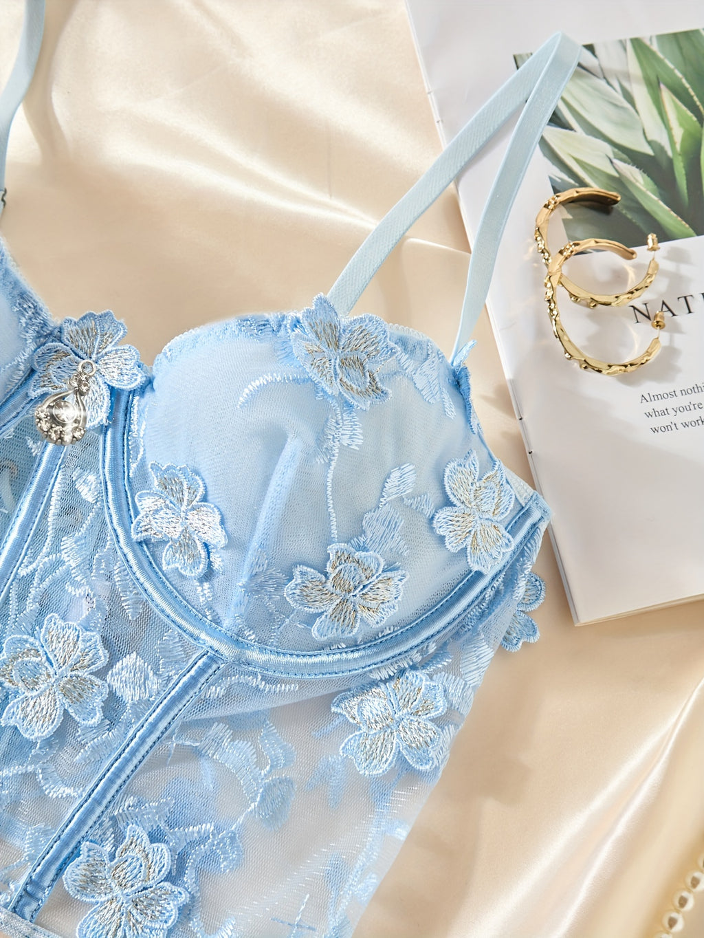 Mivora Sky Lace Corset and Thong Set