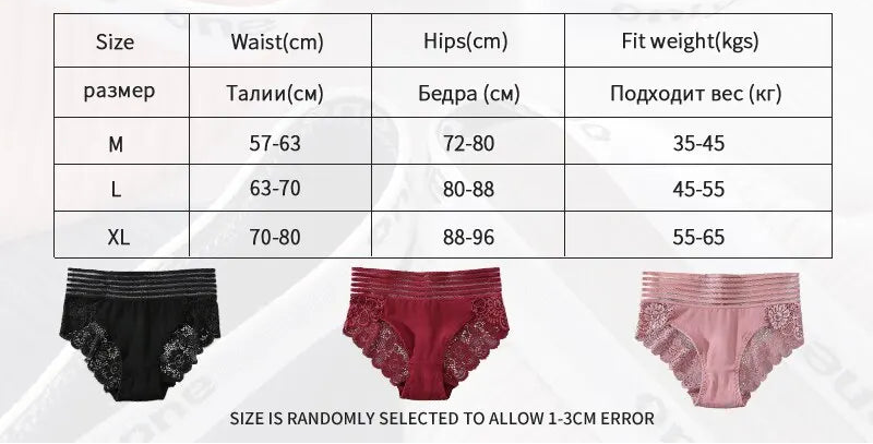 3pcs Women’s Lace High-Rise Panties | Everyday Comfort