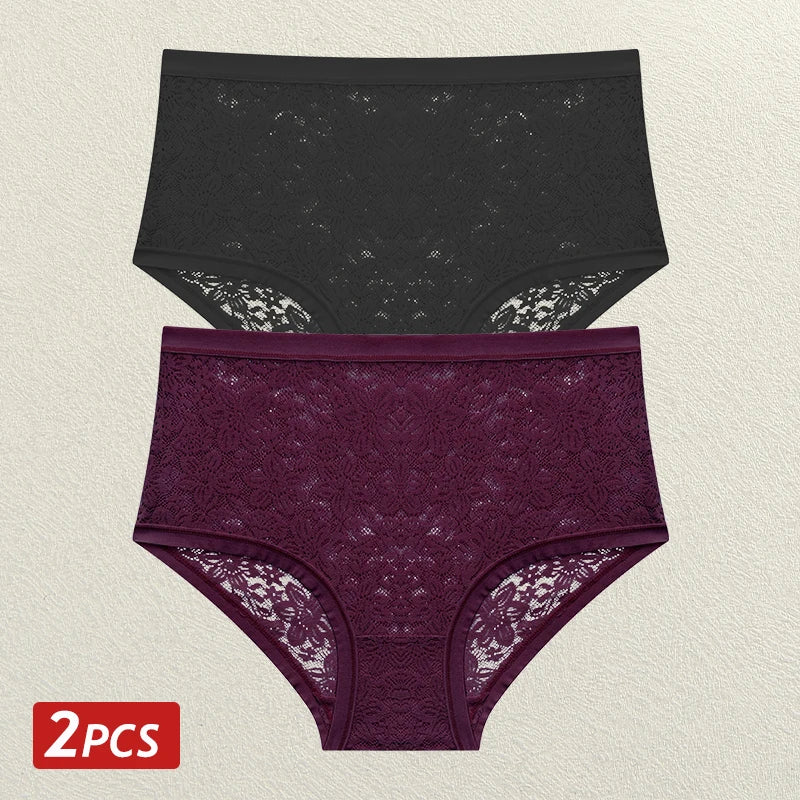 2pcs Women’s Floral Lace Panties | Elegant Women’s Underwear