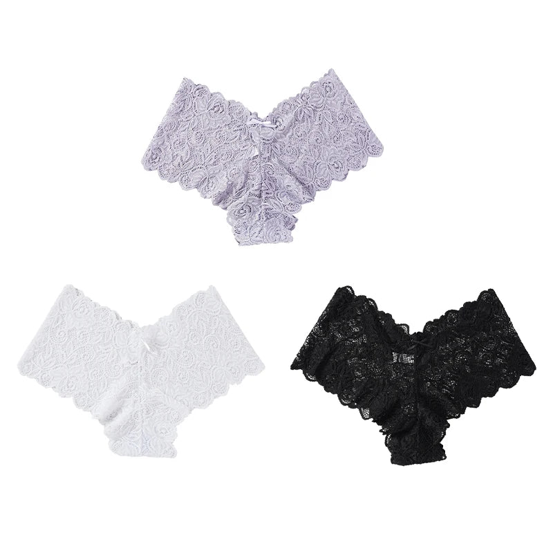 3pcs Women’s Lace Low Waist Panties | Comfortable Set
