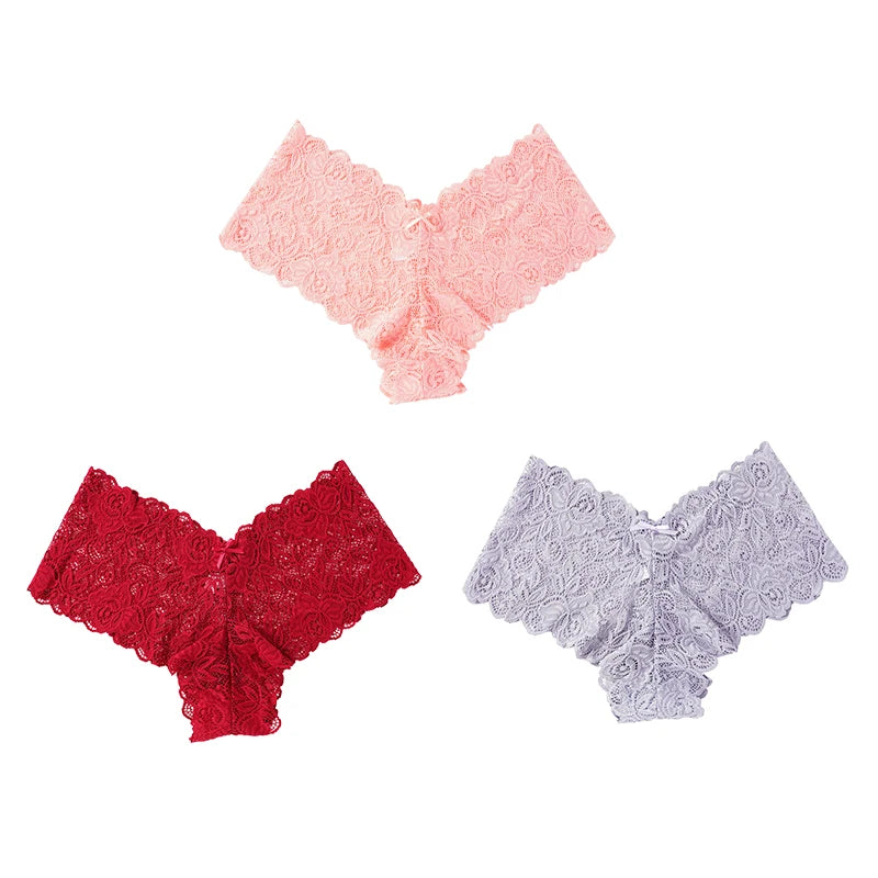 3pcs Women’s Lace Low Waist Panties | Sexy & Comfortable Set