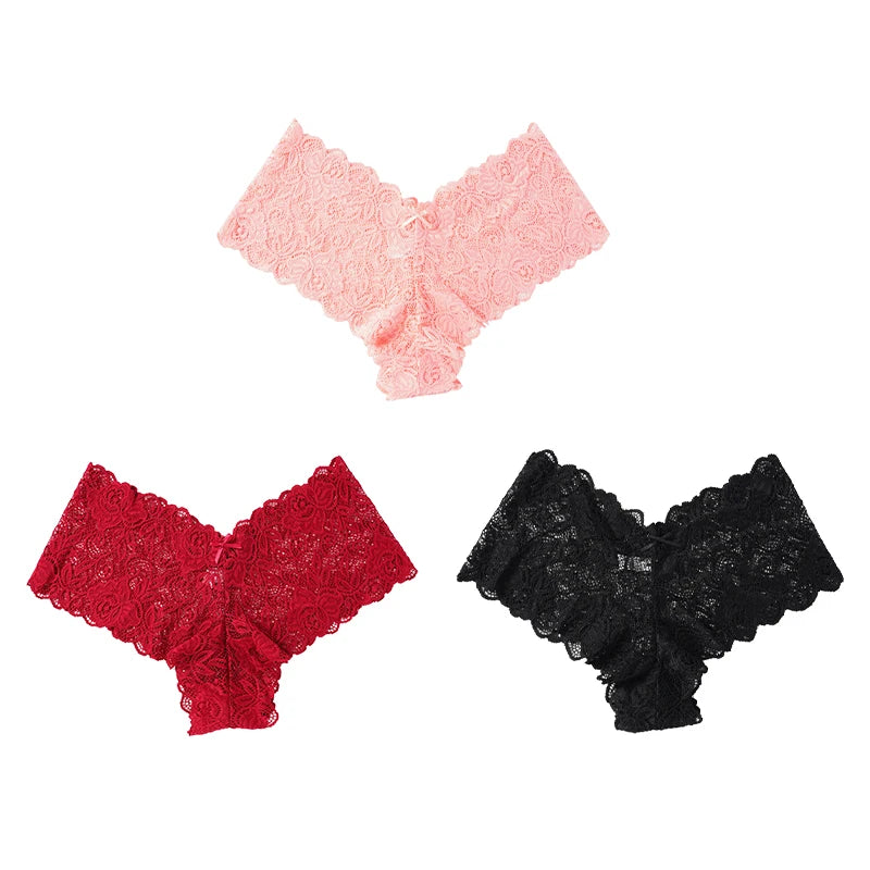 3pcs Women’s Lace Low Waist Panties | Sexy & Comfortable Set