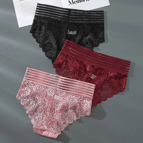 3pcs Women’s Lace High-Rise Panties | Everyday Comfort