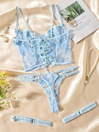 Mivora Sky Lace Corset and Thong Set