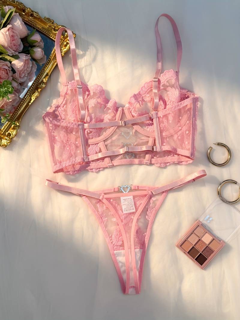 Premium Pink Floral Lingerie Set – Elegance Meets Seduction